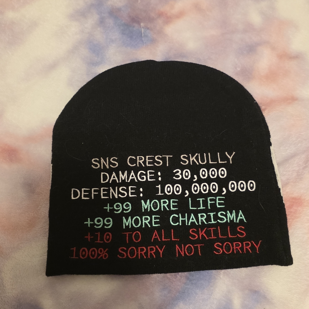 Black Beanie With Item Stats Gamer Beanie